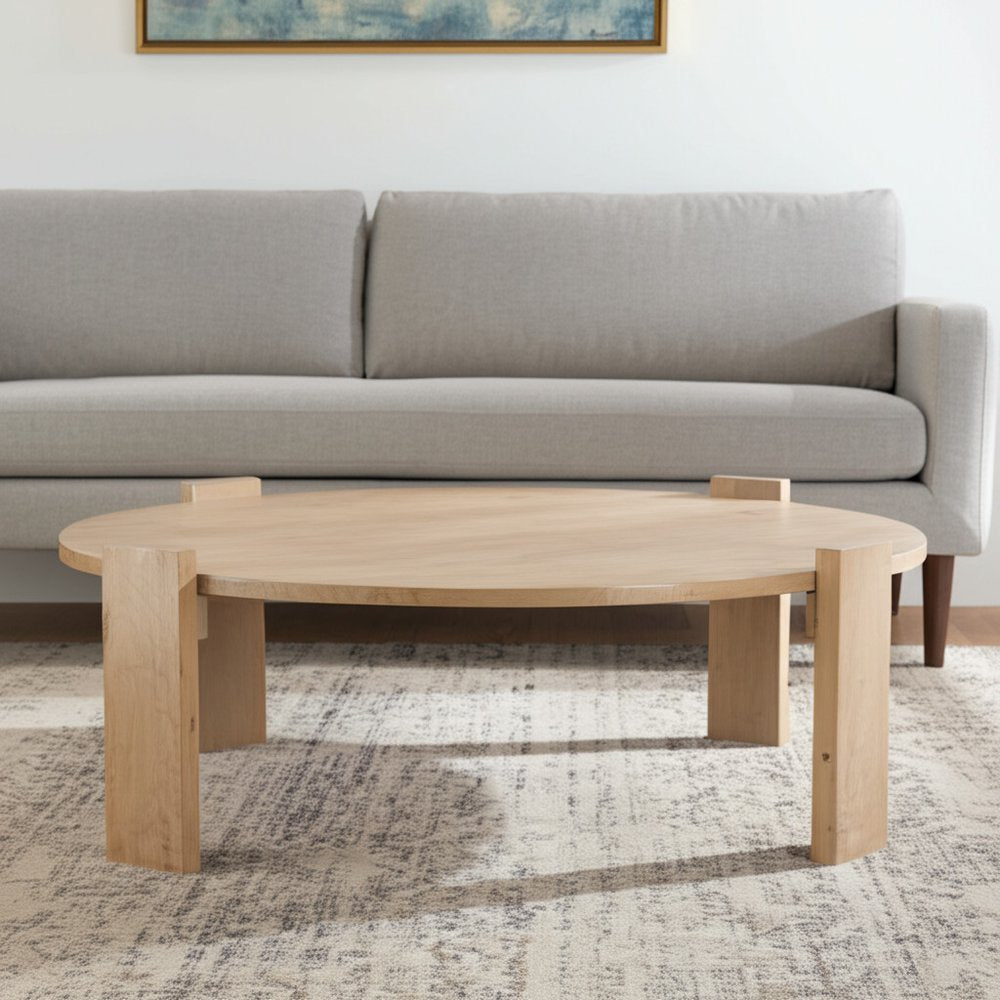 48" Natural Solid Wood Oval Coffee Table