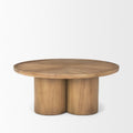 39" Natural Solid Wood Round Pedestal Coffee Table