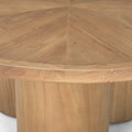39" Natural Solid Wood Round Pedestal Coffee Table