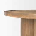 39" Natural Solid Wood Round Pedestal Coffee Table