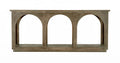 77" Brown Solid Wood Distressed Console Table With Arch Detailing