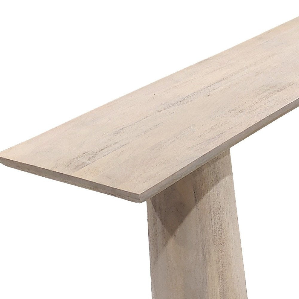 72" Natural Solid Wood Distressed Double Pedestal Console Table