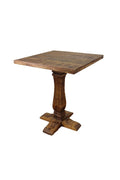 36" Brown Solid Wood Square Pedestal Bar Table