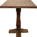 36" Brown Solid Wood Square Pedestal Bar Table