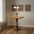 36" Brown Solid Wood Square Pedestal Bar Table