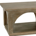 59" Brown Solid Wood Distressed Floor Shelf Coffee Table With Shelf
