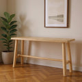66" Light Brown Solid Wood Trestle Console Table