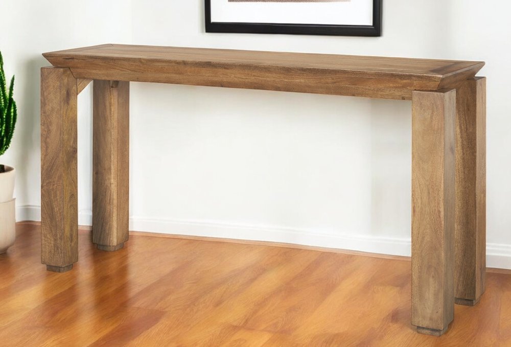 60" Brown Solid Wood Console Table