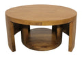 Set of Two Walnut Solid Wood Round Distressed Solid Nested Coffee Tables