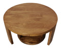 Set of Two Walnut Solid Wood Round Distressed Solid Nested Coffee Tables