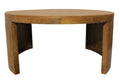 Set of Two Walnut Solid Wood Round Distressed Solid Nested Coffee Tables