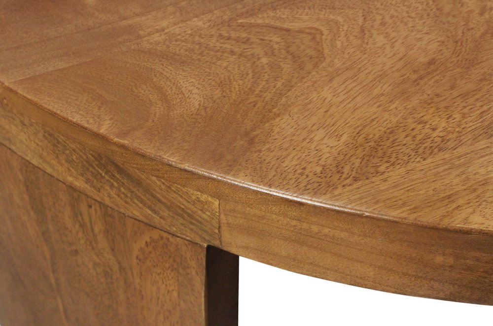 Set of Two Walnut Solid Wood Round Distressed Solid Nested Coffee Tables