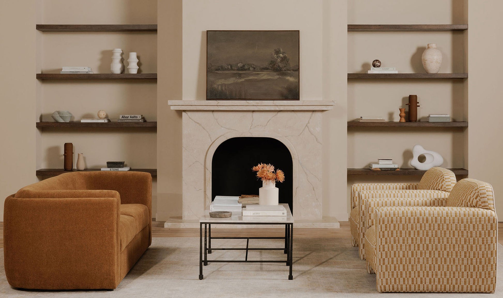 Alora Tan Sofa - Elegant Modern Comfort for Living Spaces in leather or Fabric
