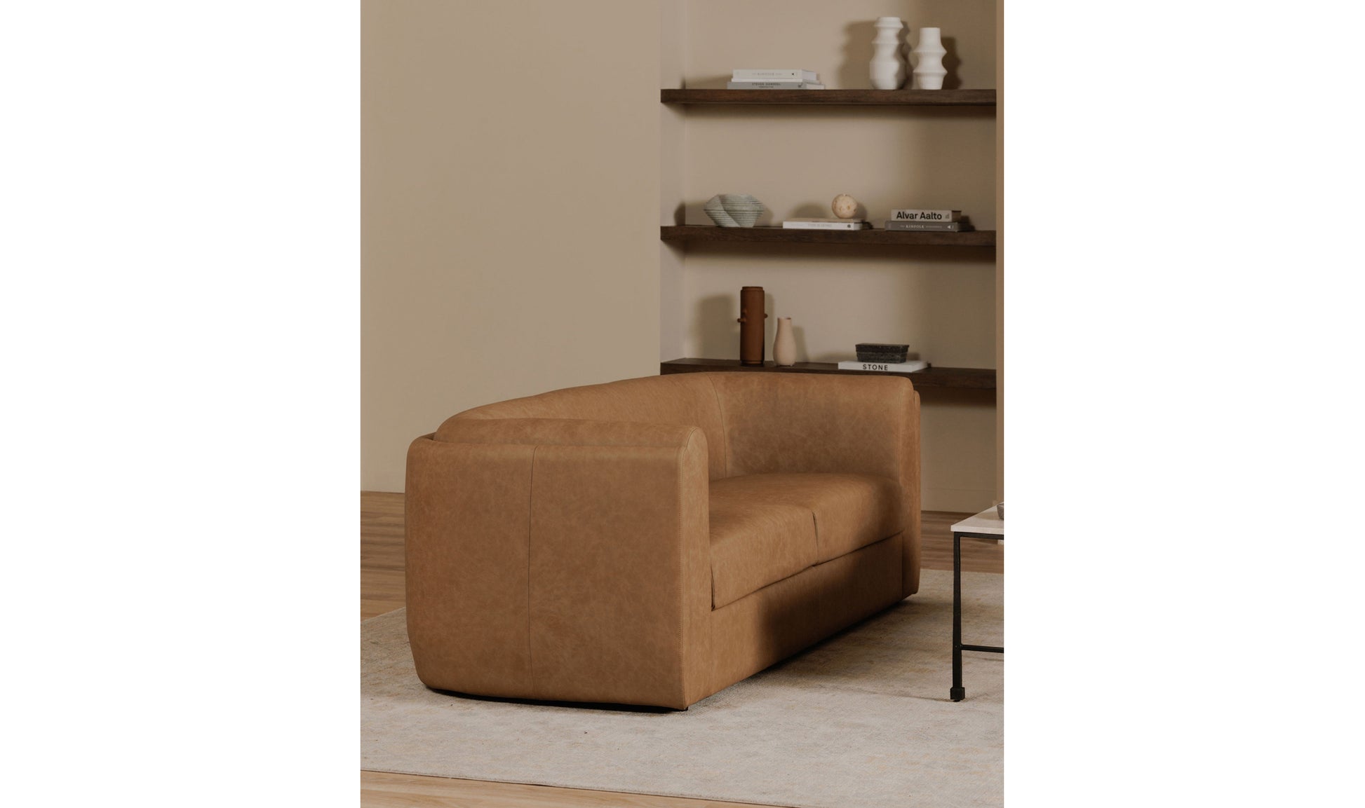 Alora Tan Sofa - Elegant Modern Comfort for Living Spaces in leather or Fabric