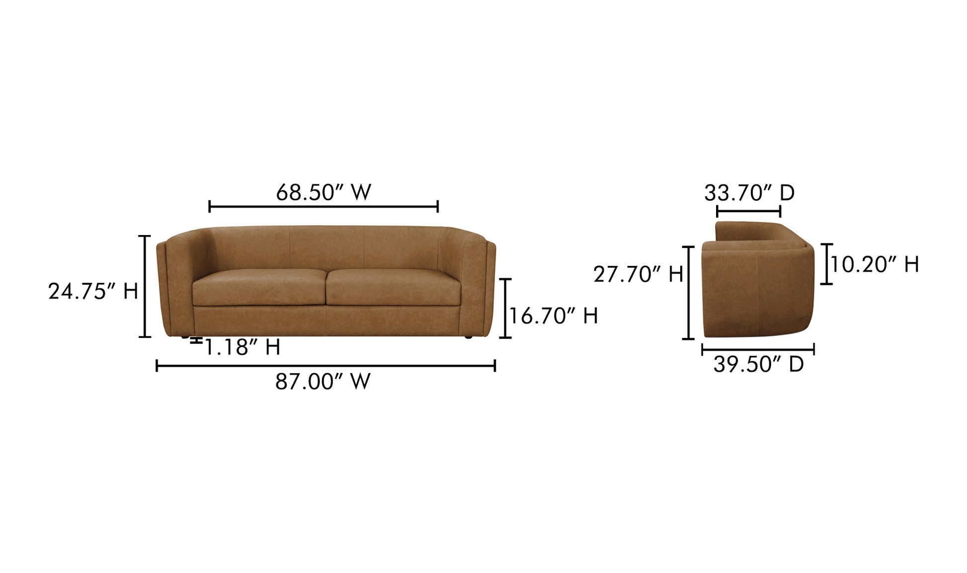 Alora Tan Sofa - Elegant Modern Comfort for Living Spaces in leather or Fabric