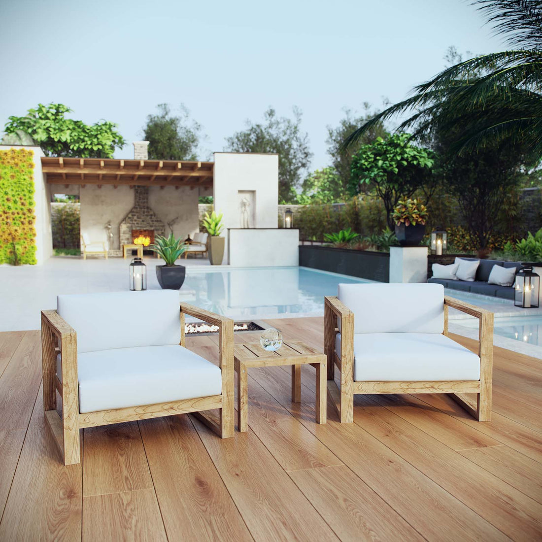 Stylish Upland 3-Piece Outdoor Teak Set for Cozy Spaces