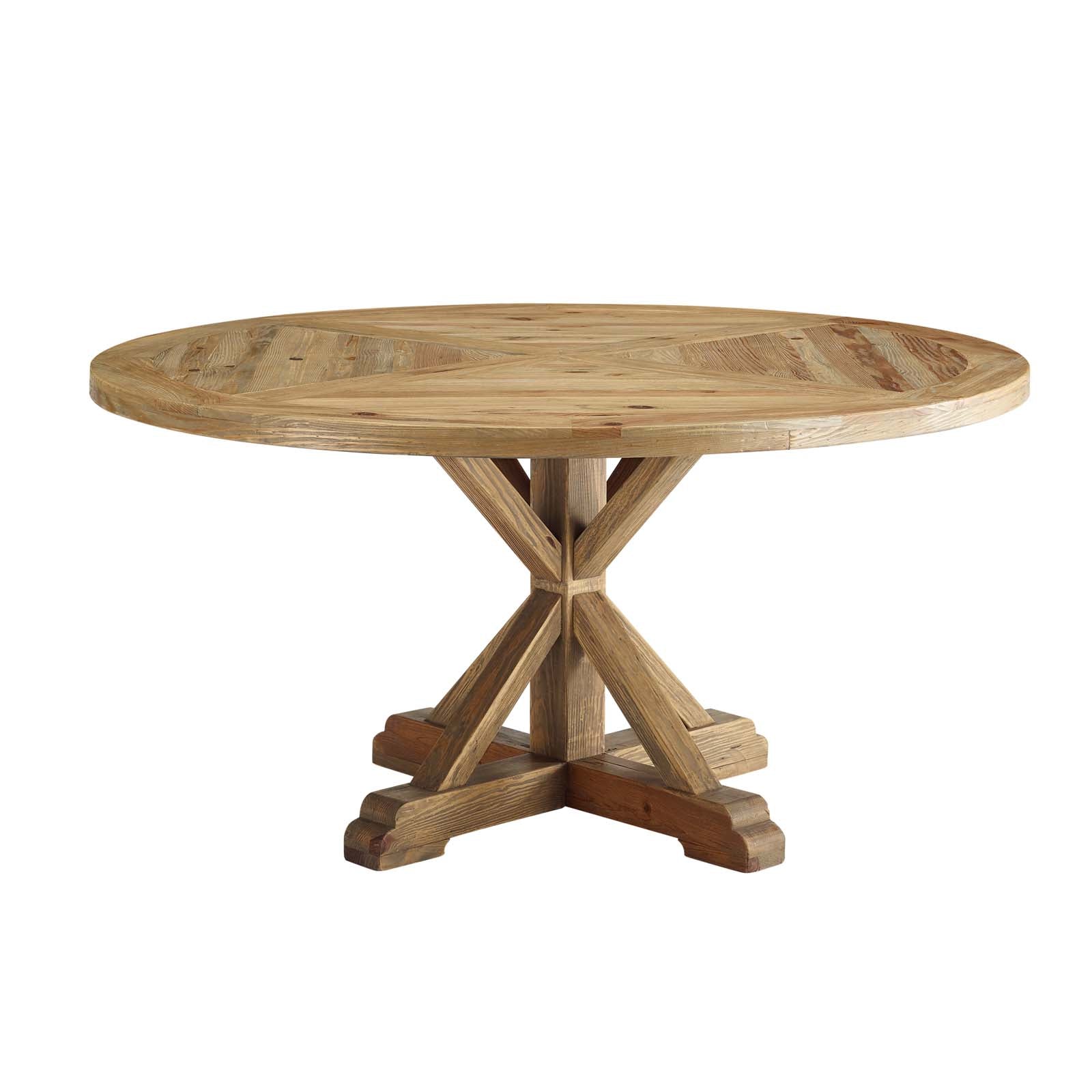 Stitch 59" Round Pine Wood Dining Table