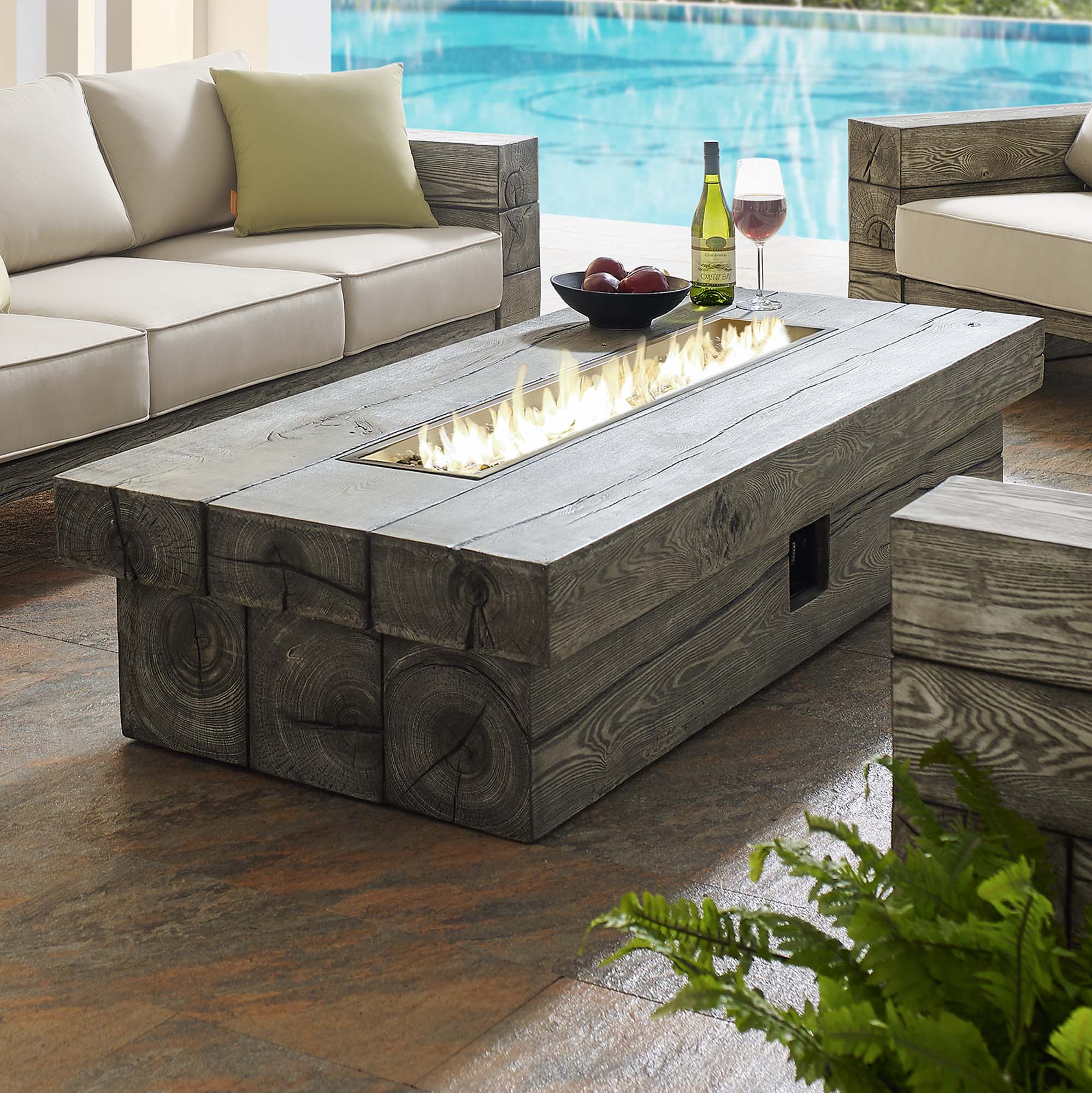 Manteo Rectangular Outdoor Fire Pit Table