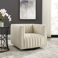 Tufted Swivel Armchair Beige