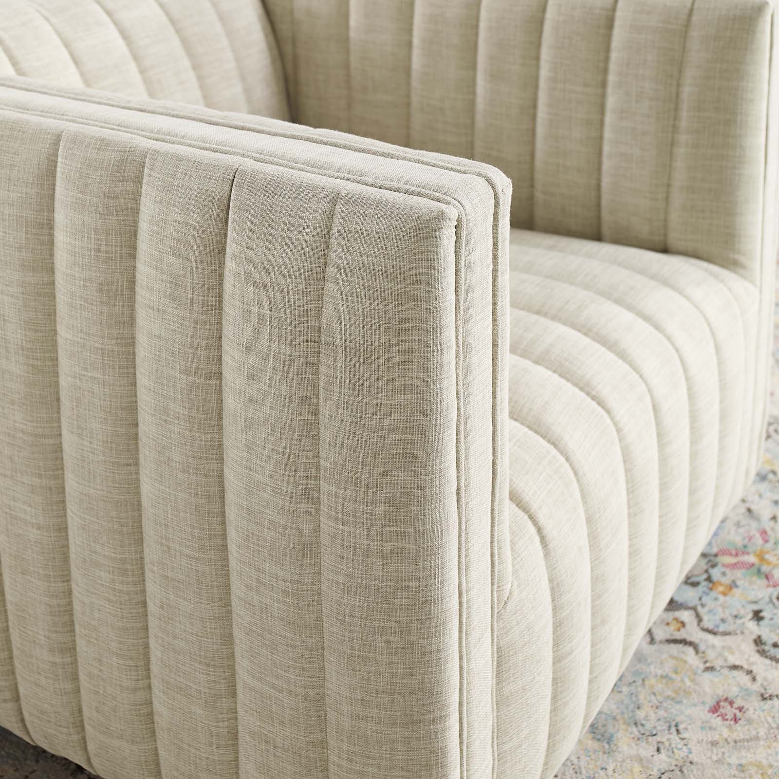 Tufted Swivel Armchair Beige