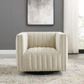 Tufted Swivel Armchair Beige