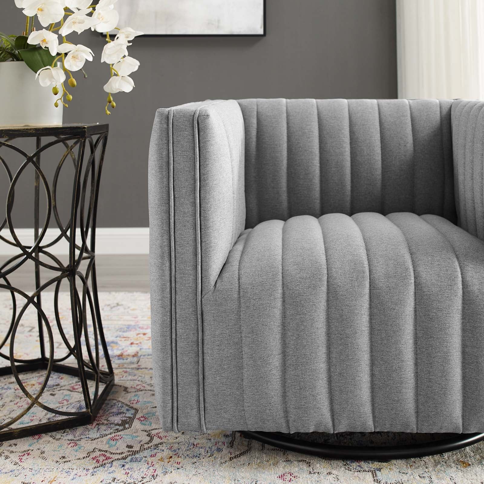 Tufted Swivel Armchair Beige