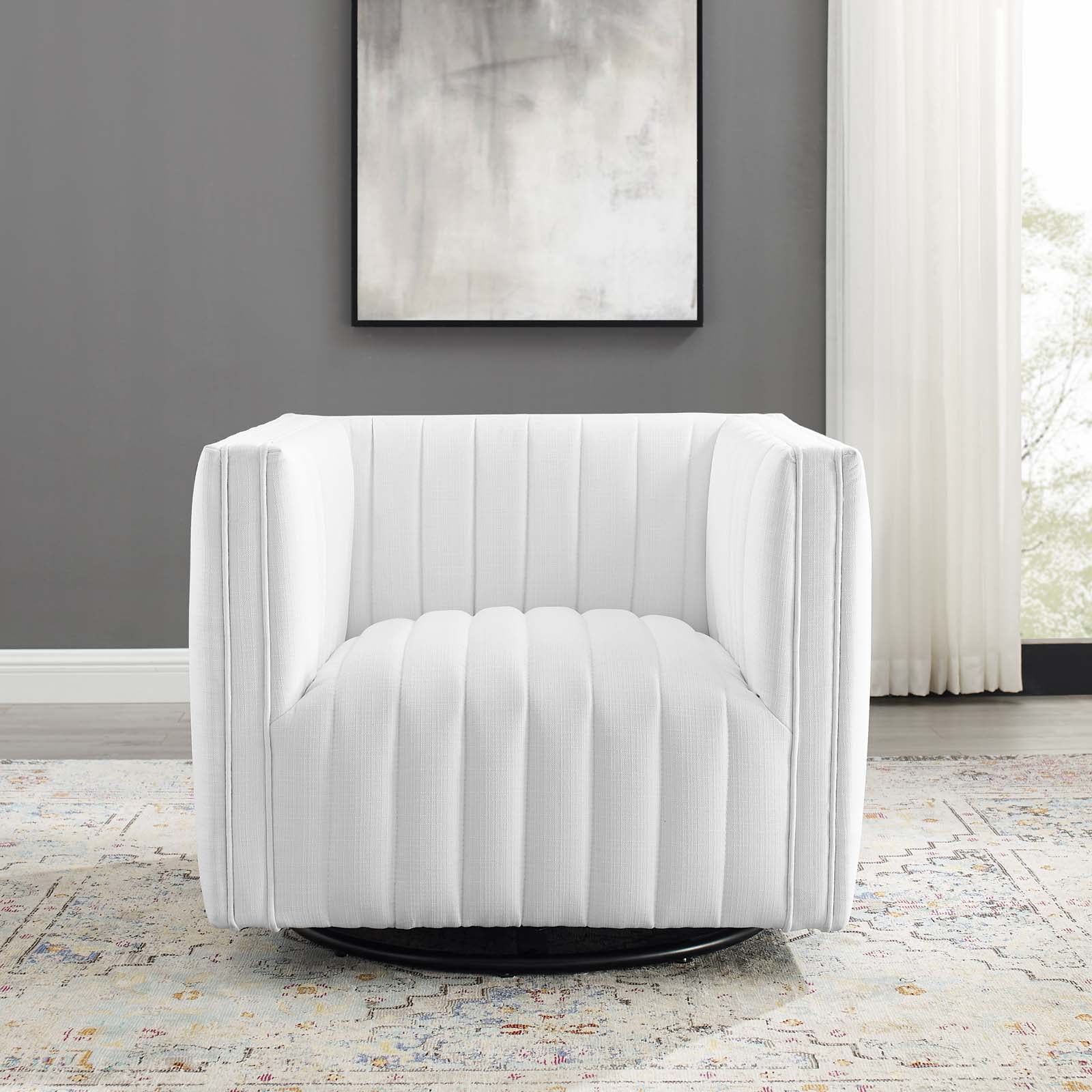 Tufted Swivel Armchair Beige