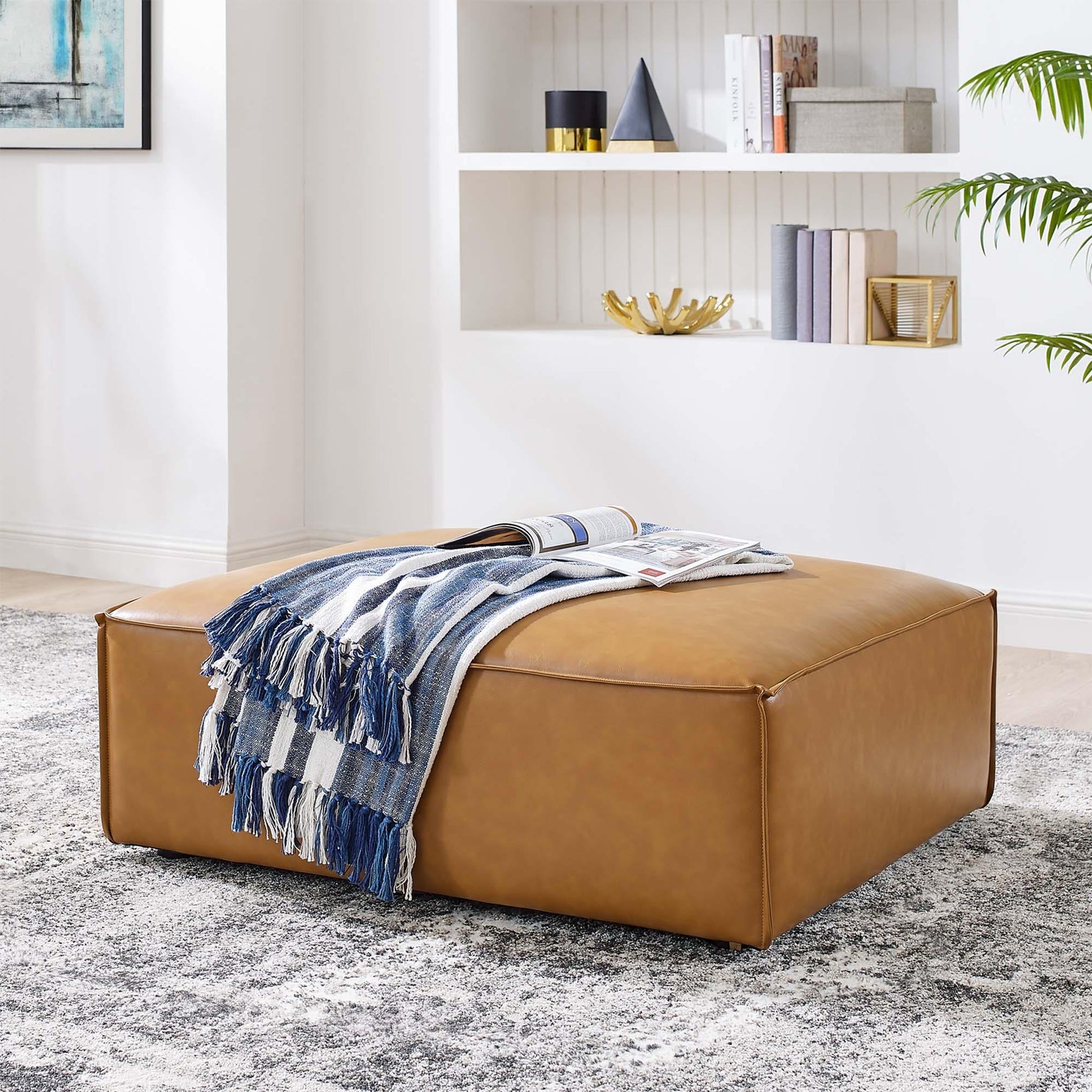 Vegan Leather Ottoman