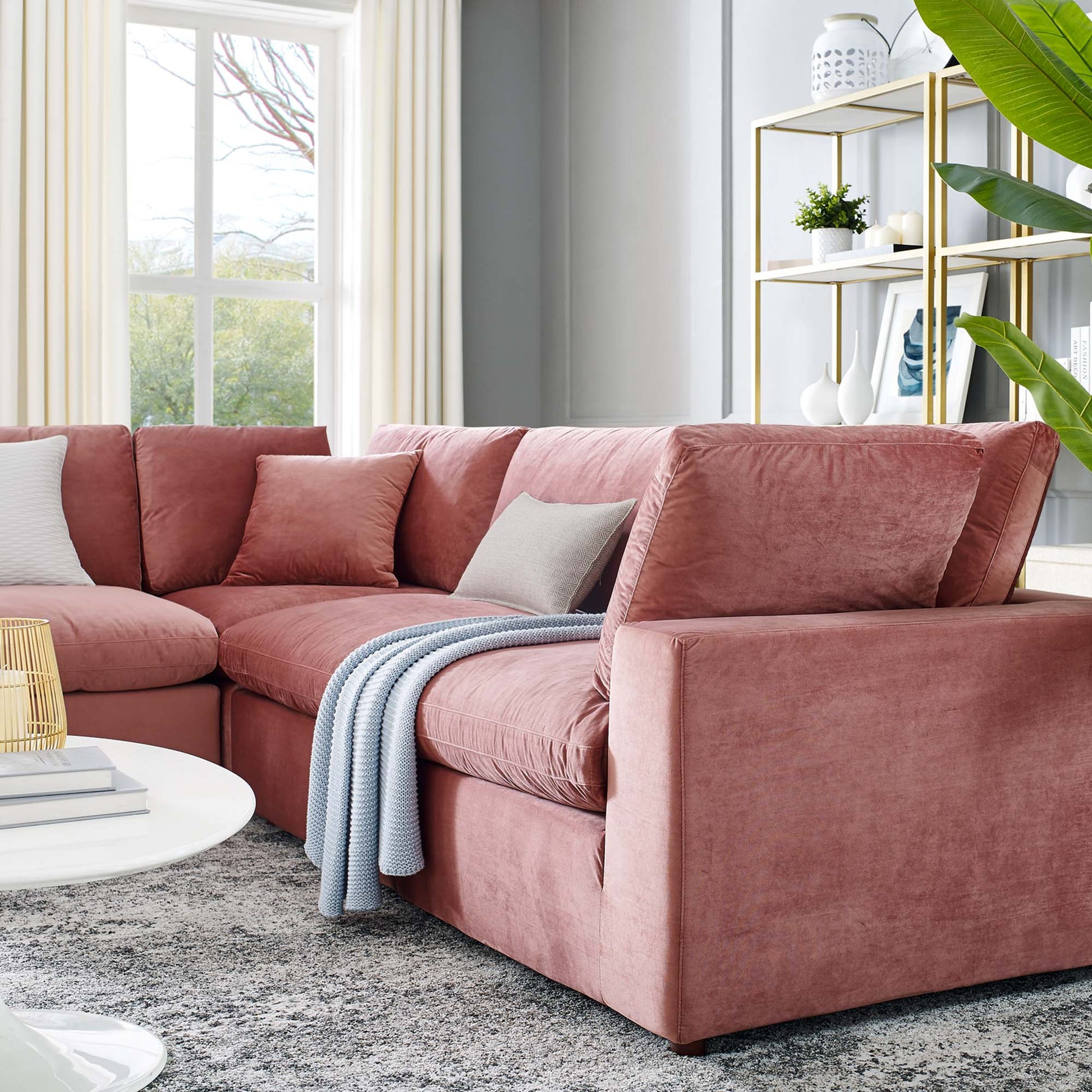 5 Piece Velvet Sectional Sofa