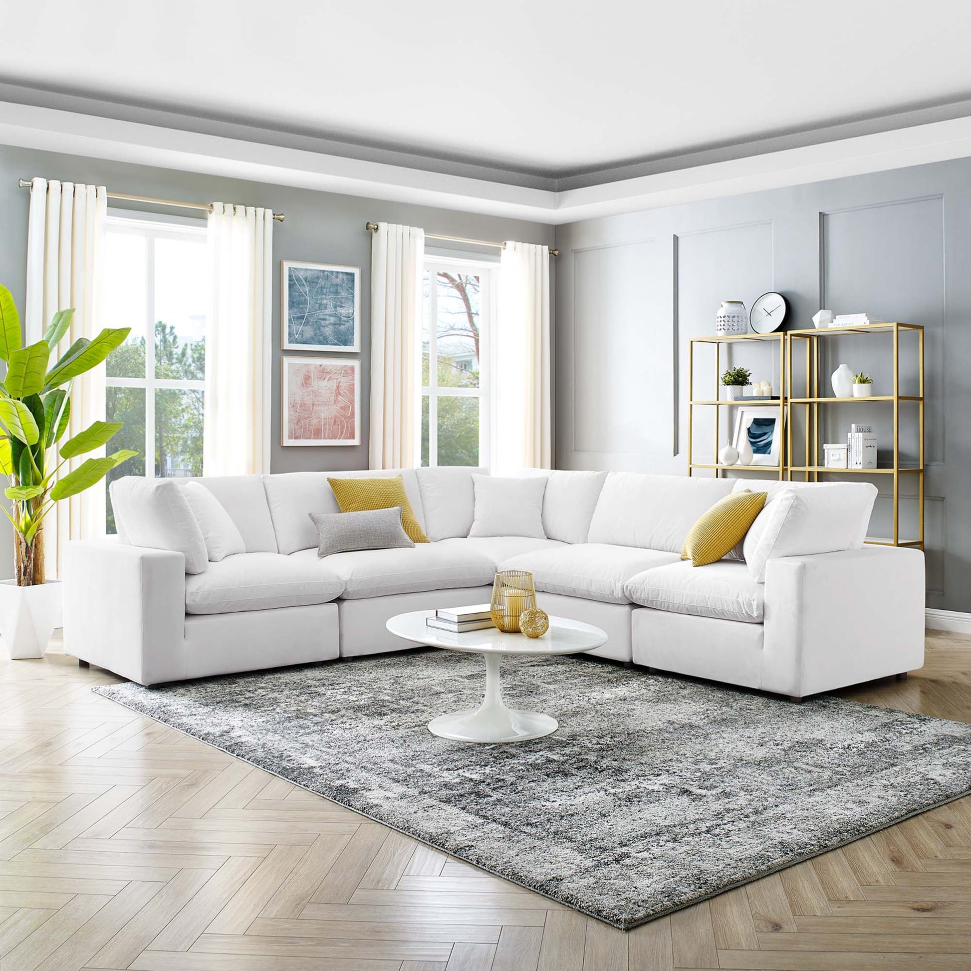 5 Piece Velvet Sectional Sofa