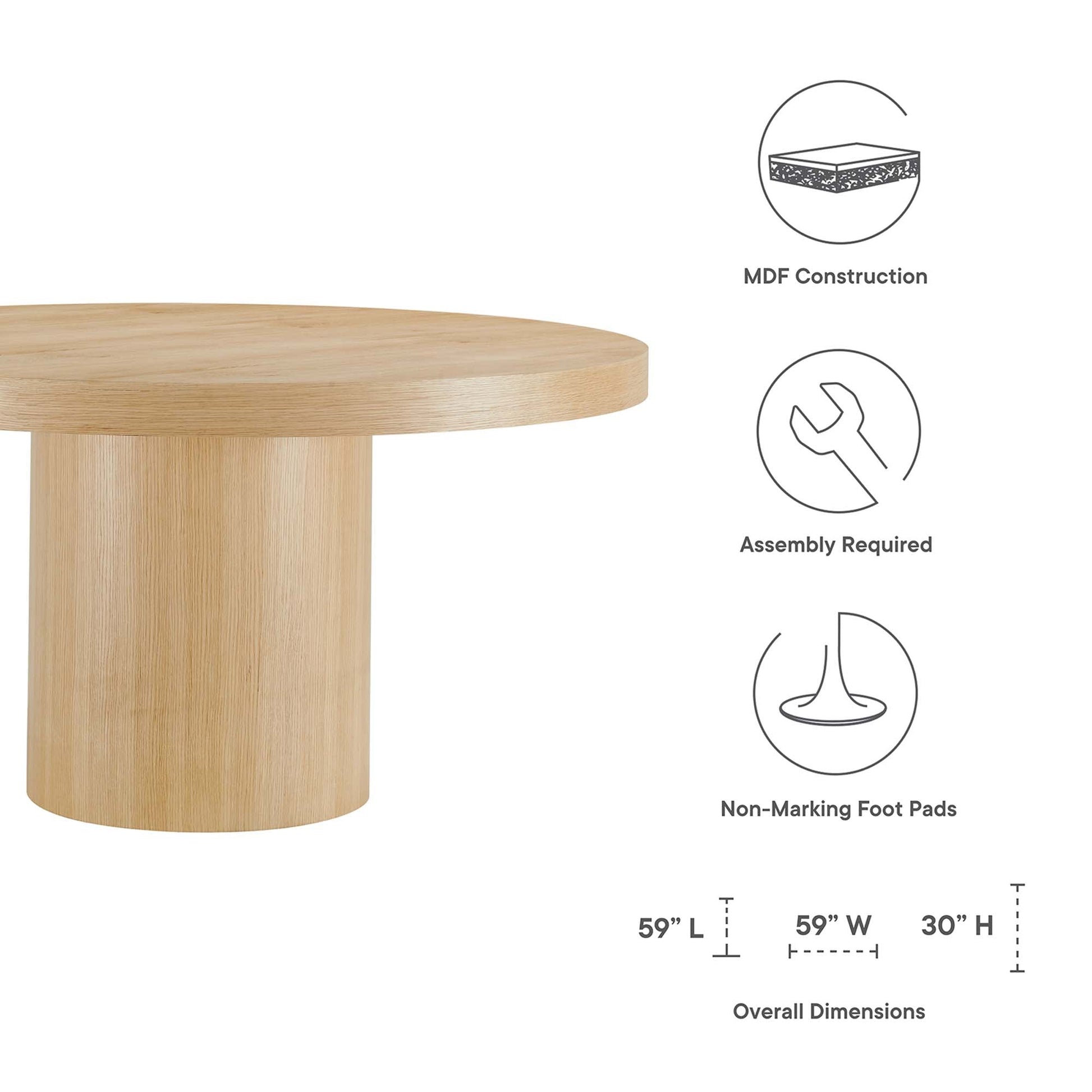 Modern Oak Round Dining Table