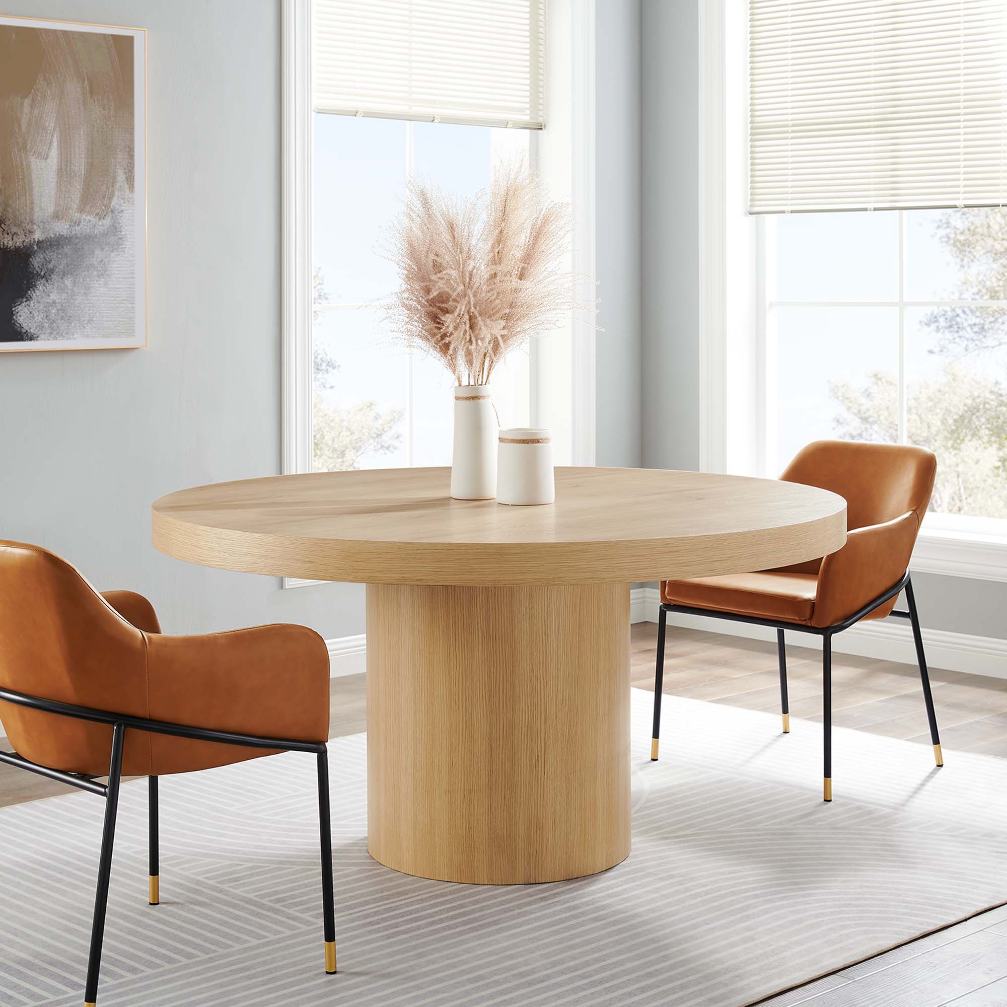 Modern Oak Round Dining Table