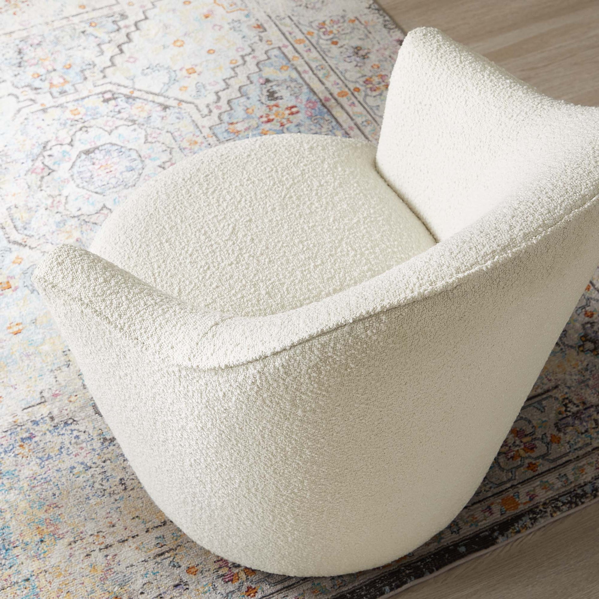 Nora White Boucle Accent Chair