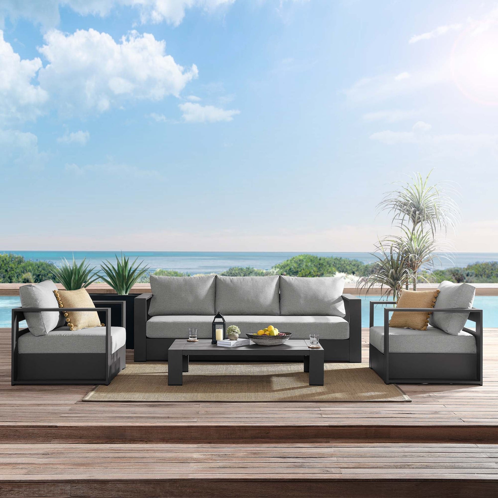 Luxurious Tahoe 4-Piece Outdoor Patio Set in Stylish Colors