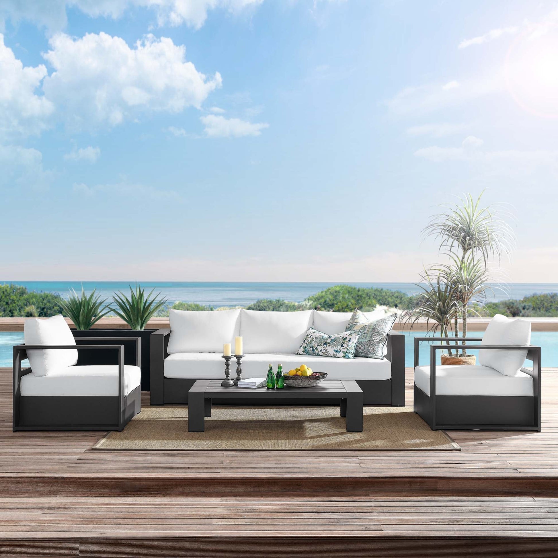Luxurious Tahoe 4-Piece Outdoor Patio Set in Stylish Colors
