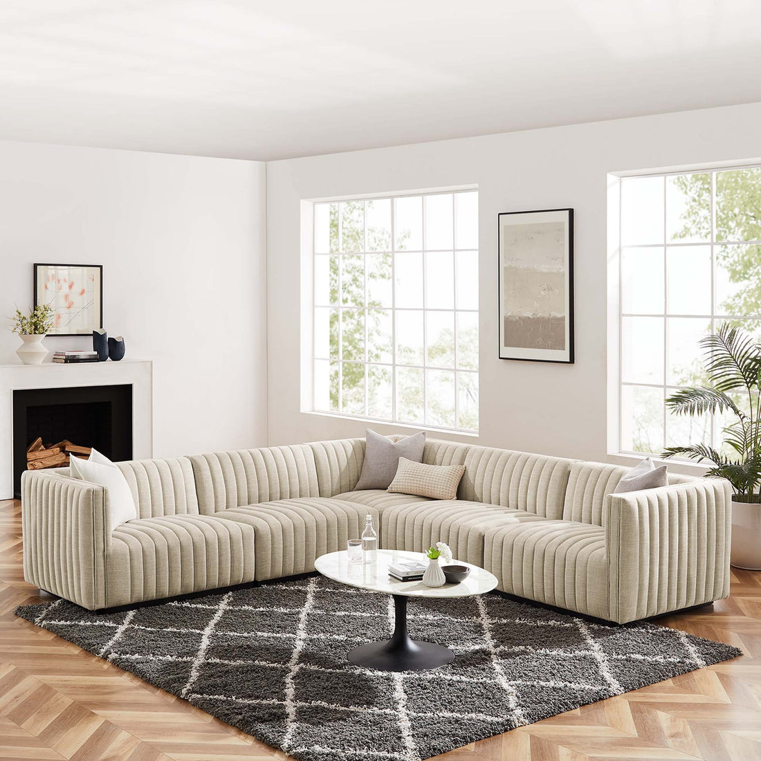 Modway Conjure 5 Piece Tufted Sectional