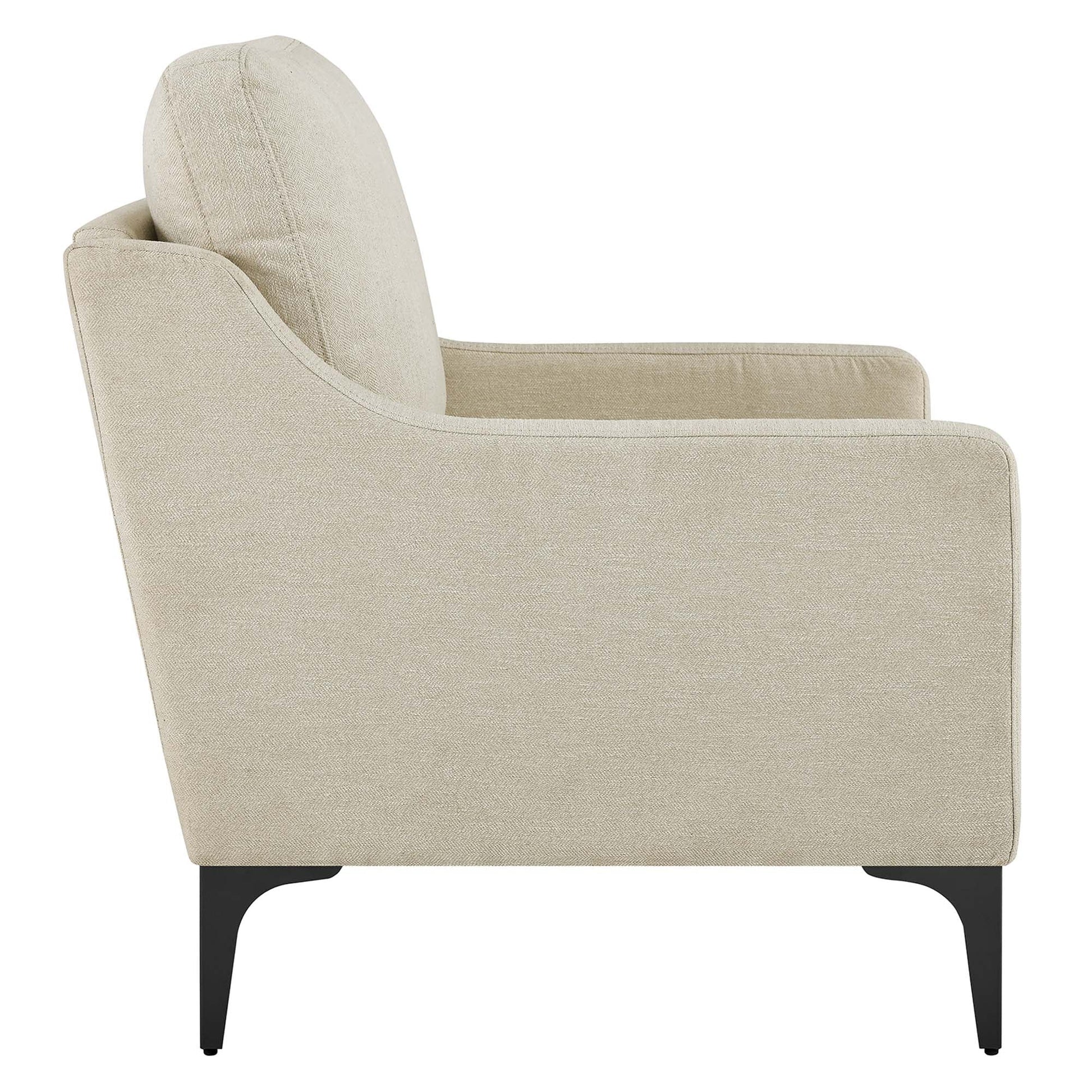 Mid Century Fabric Armchair Beige