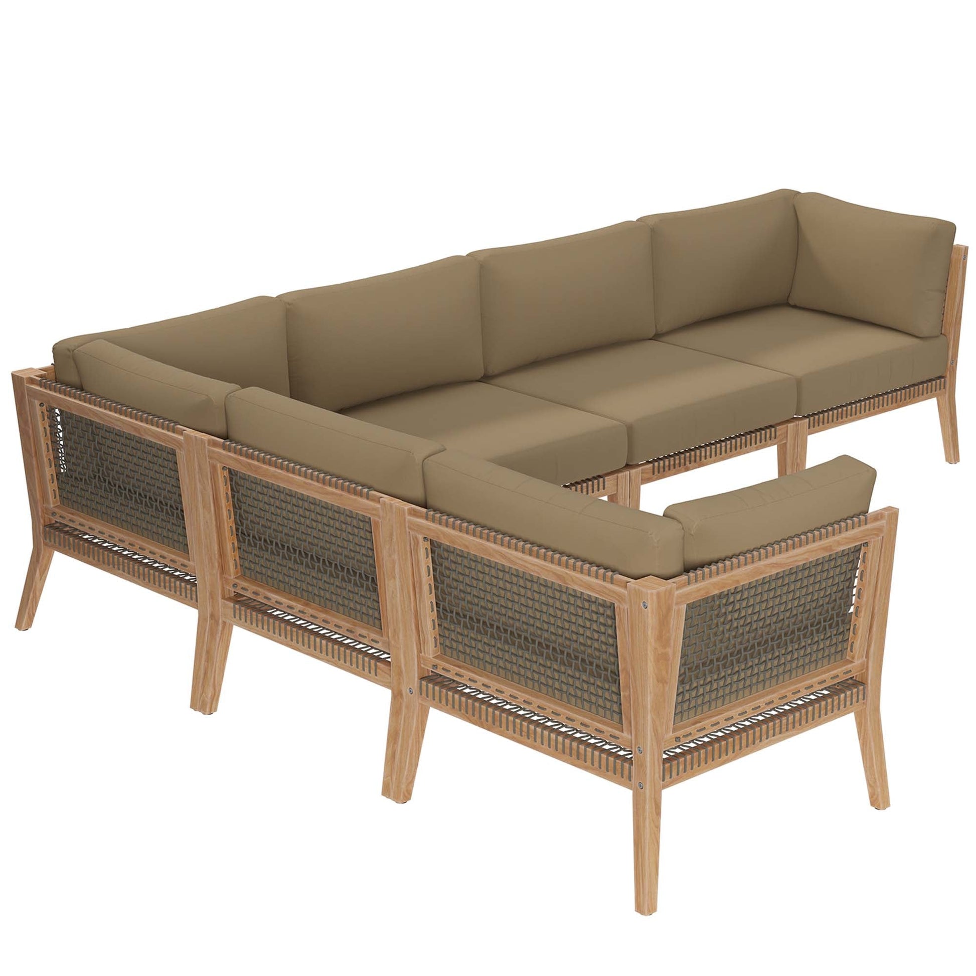 Outdoor Patio Teak Wood Sectional Sofa