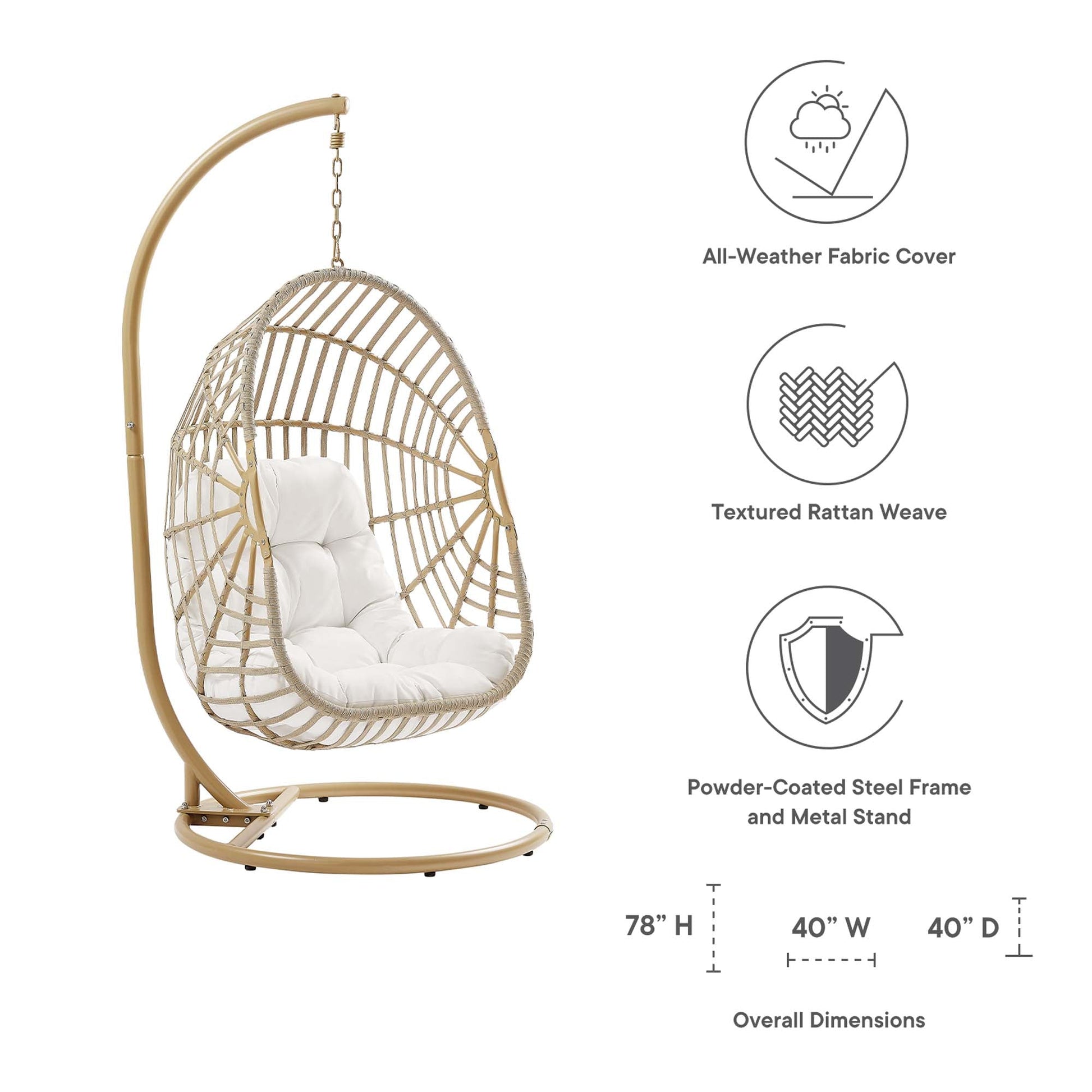 Amalie Wicker Rattan Outdoor Patio Swing Chair