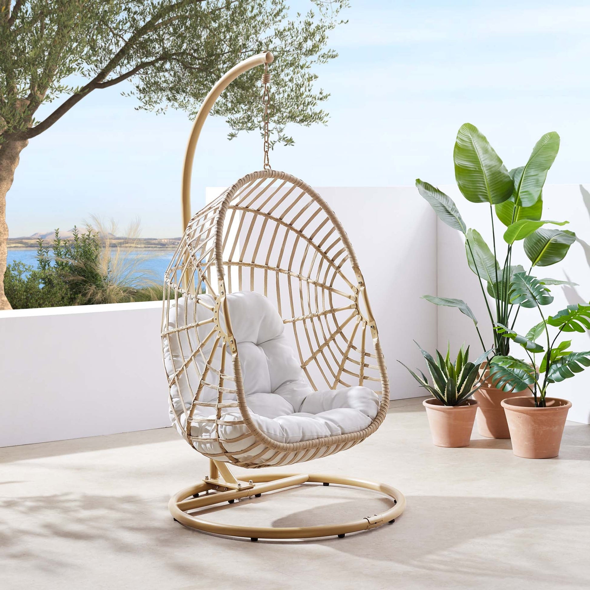 Amalie Wicker Rattan Outdoor Patio Swing Chair