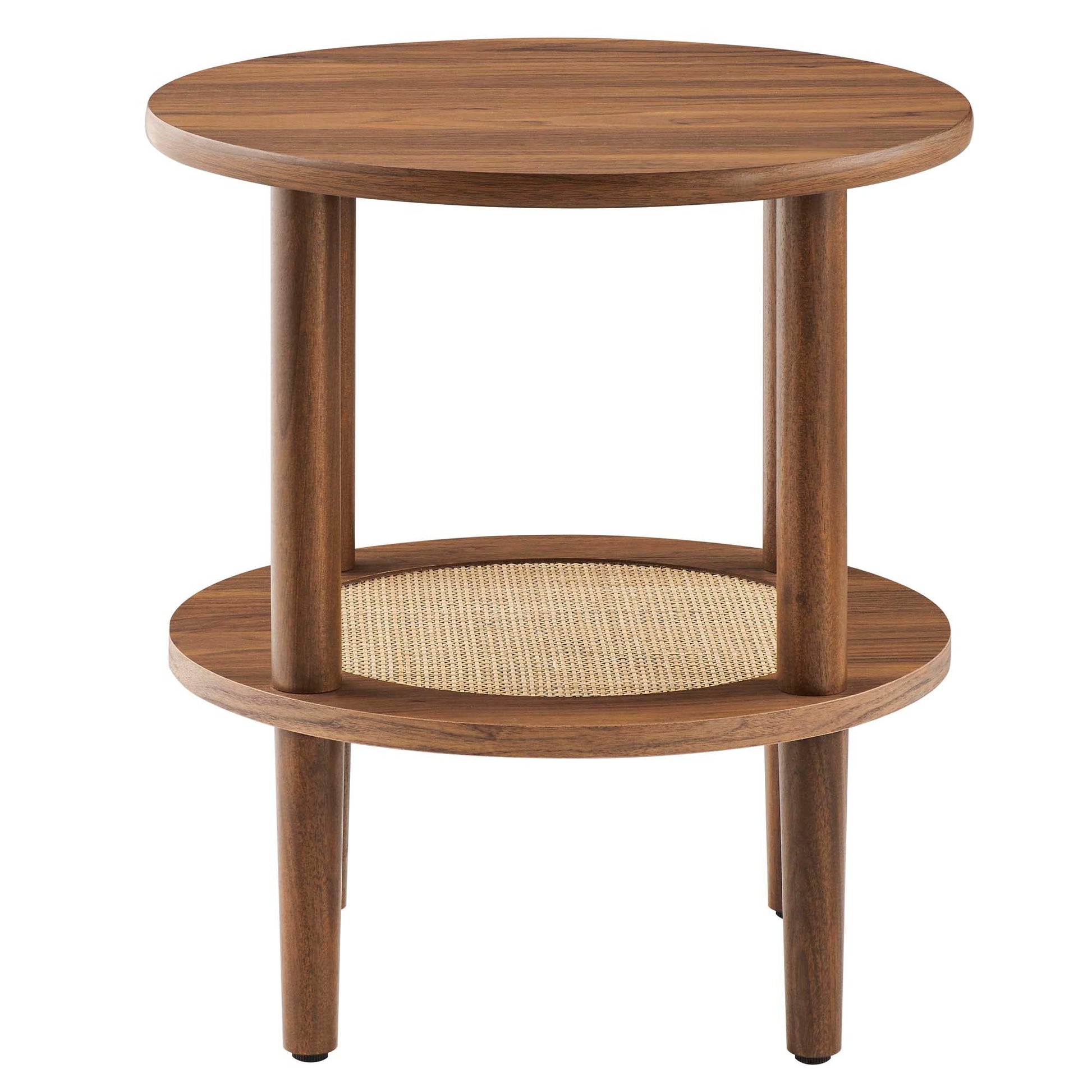 Walnut Modern Round Side Table