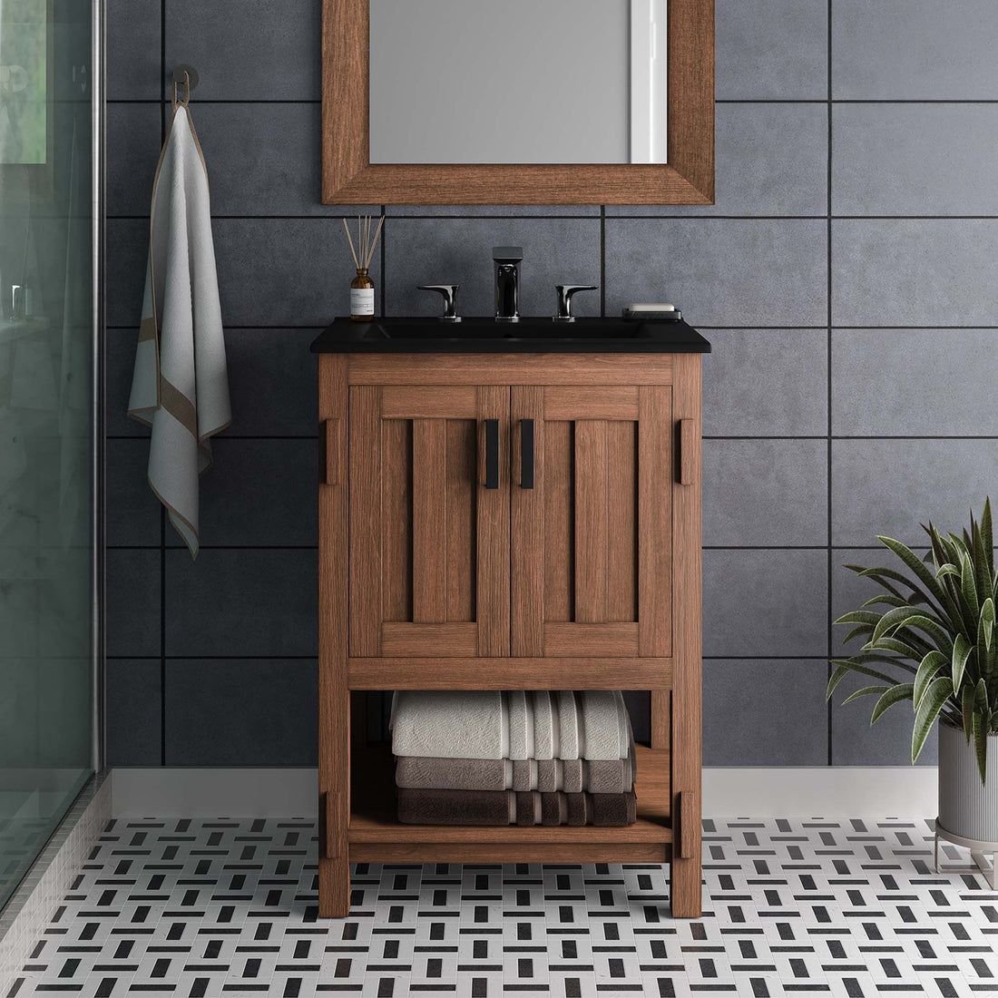 Ashlyn 36" Bathroom Vanity Walnut Black