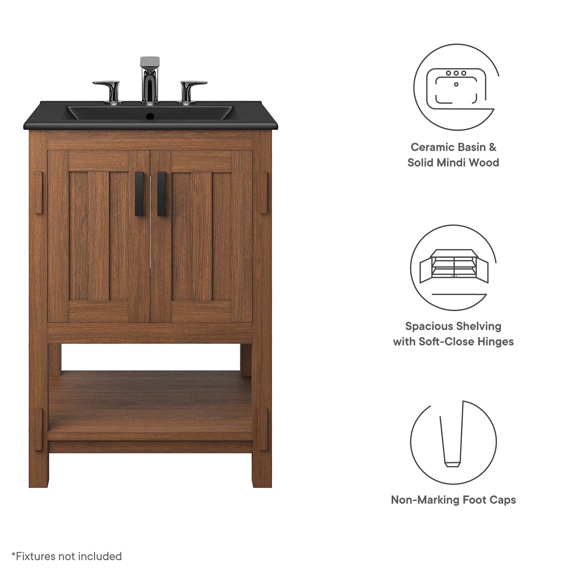 Ashlyn 36" Bathroom Vanity Walnut Black