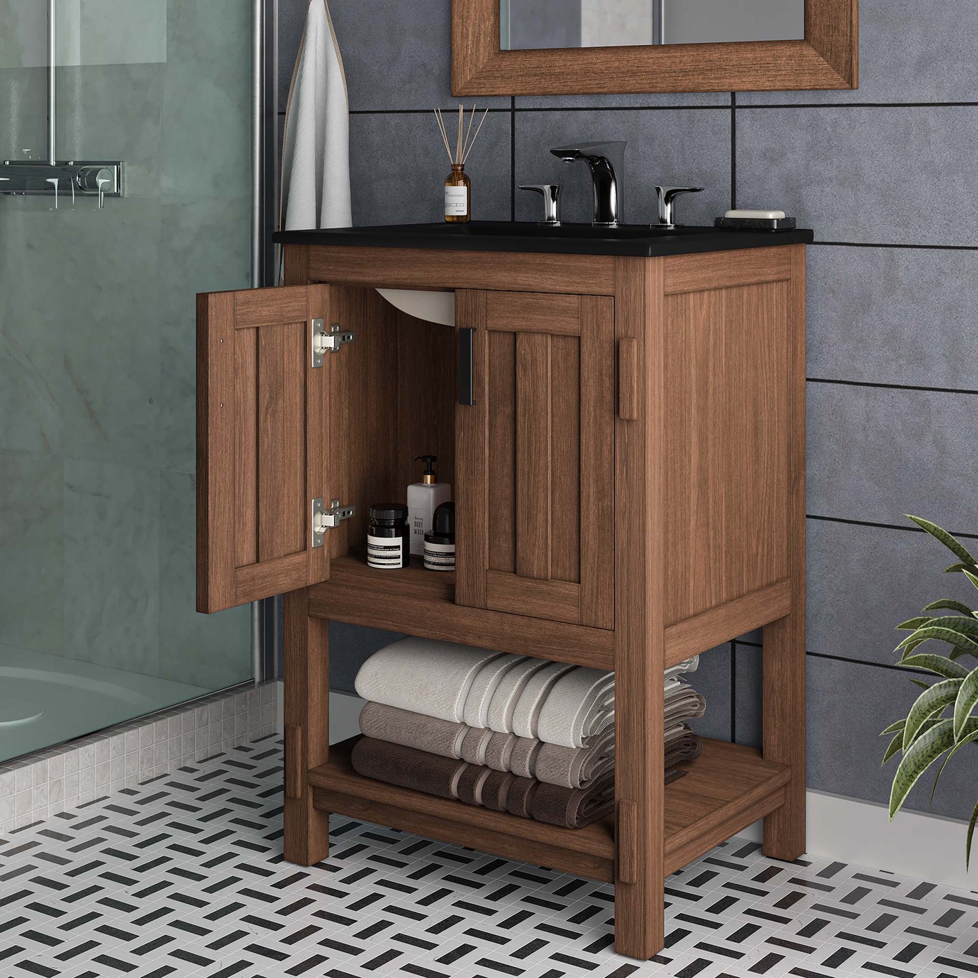 Ashlyn 36" Bathroom Vanity Walnut Black