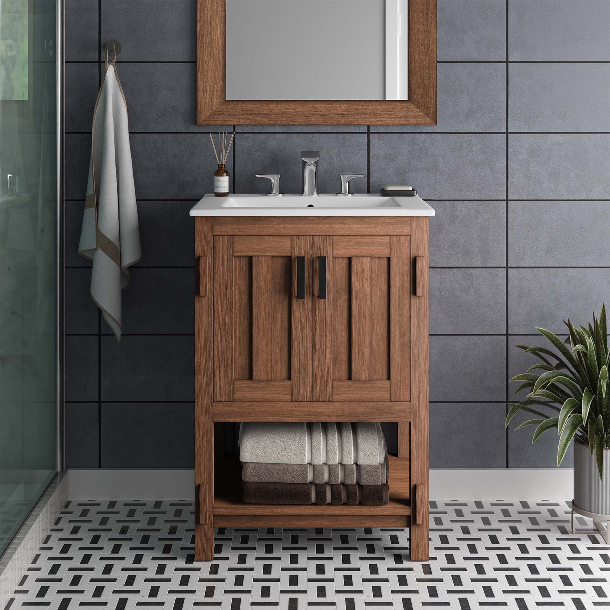 Ashlyn 36" Bathroom Vanity Walnut Black