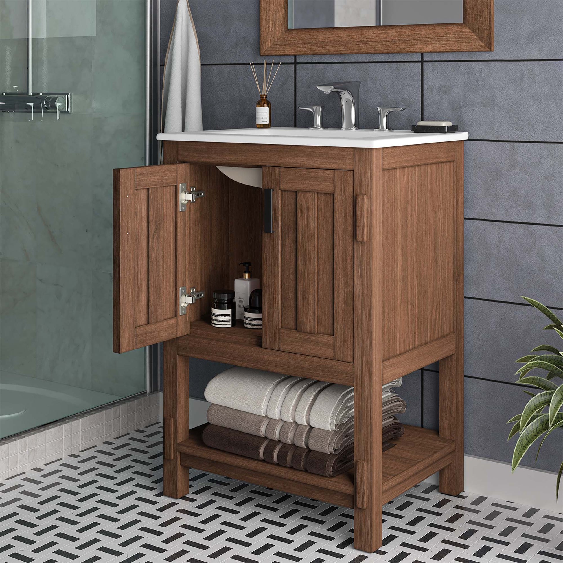 Ashlyn 36" Bathroom Vanity Walnut Black