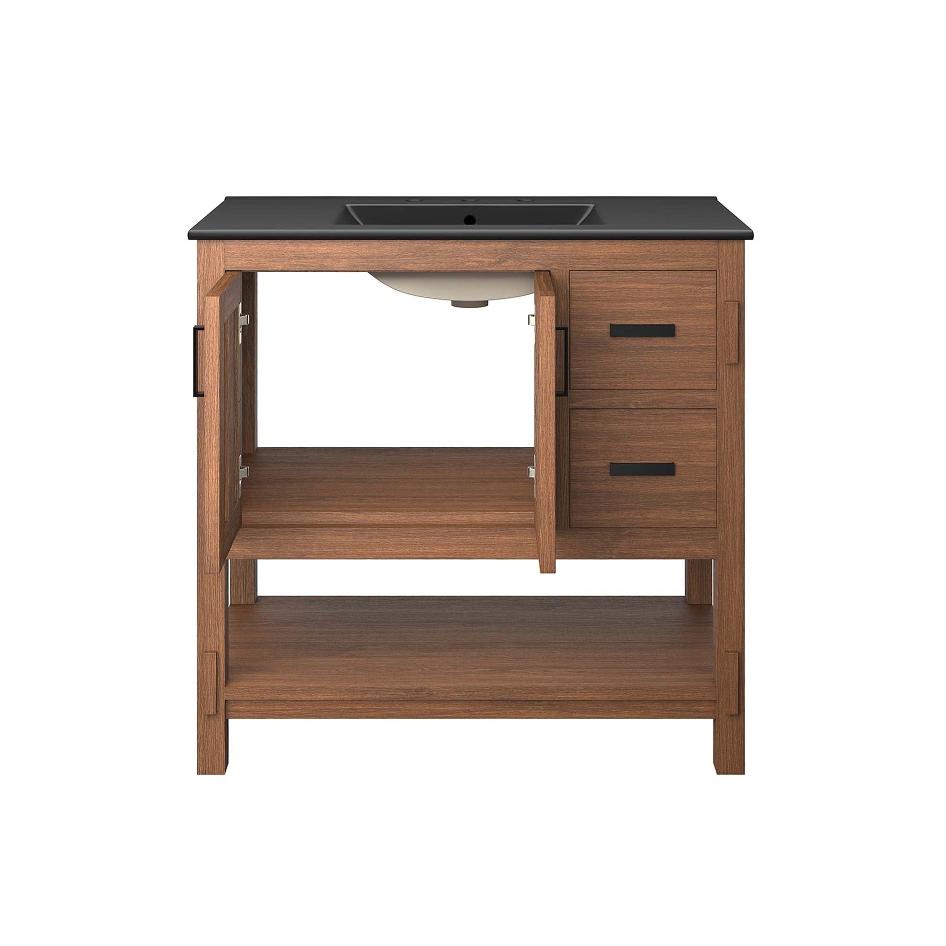 Ashlyn 36" Bathroom Vanity Walnut Black