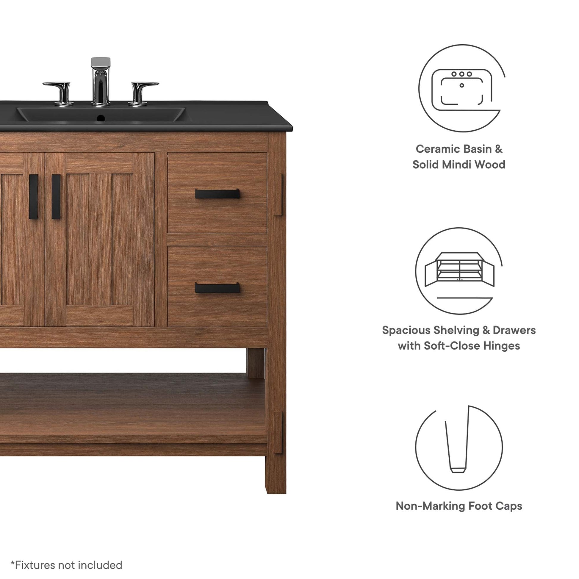 Ashlyn 36" Bathroom Vanity Walnut Black