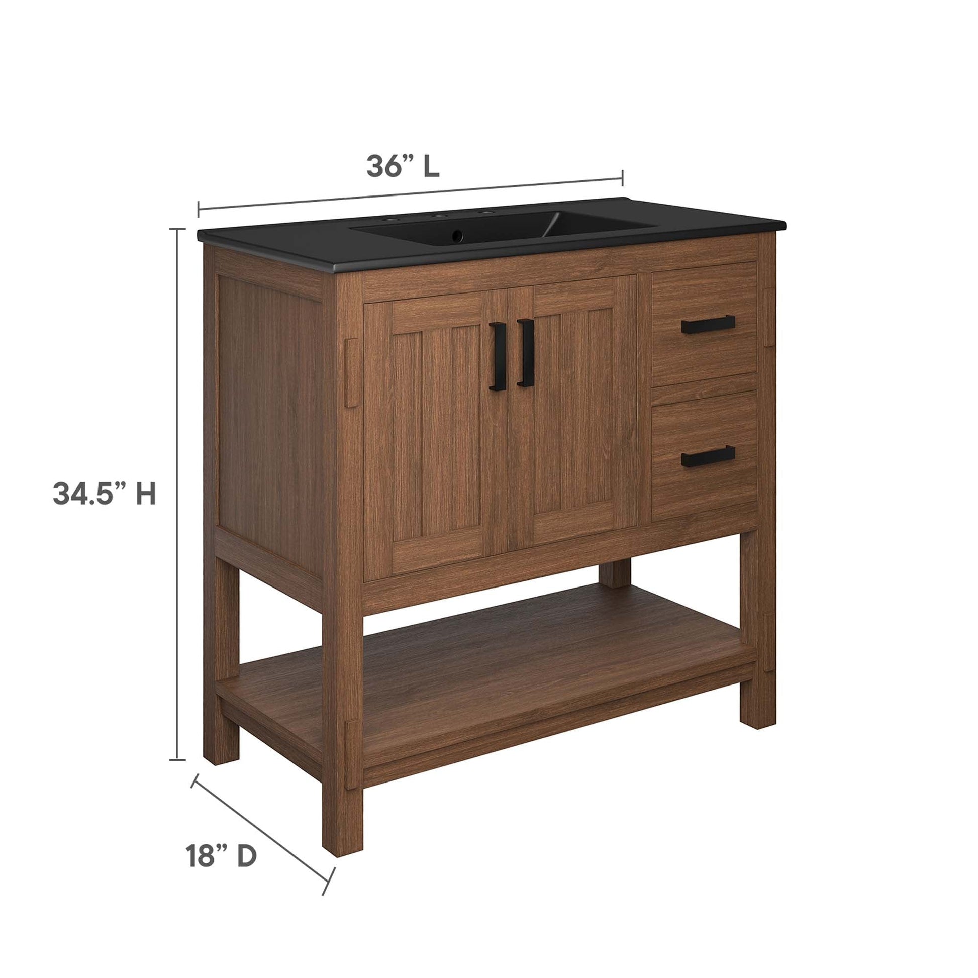 Ashlyn 36" Bathroom Vanity Walnut Black