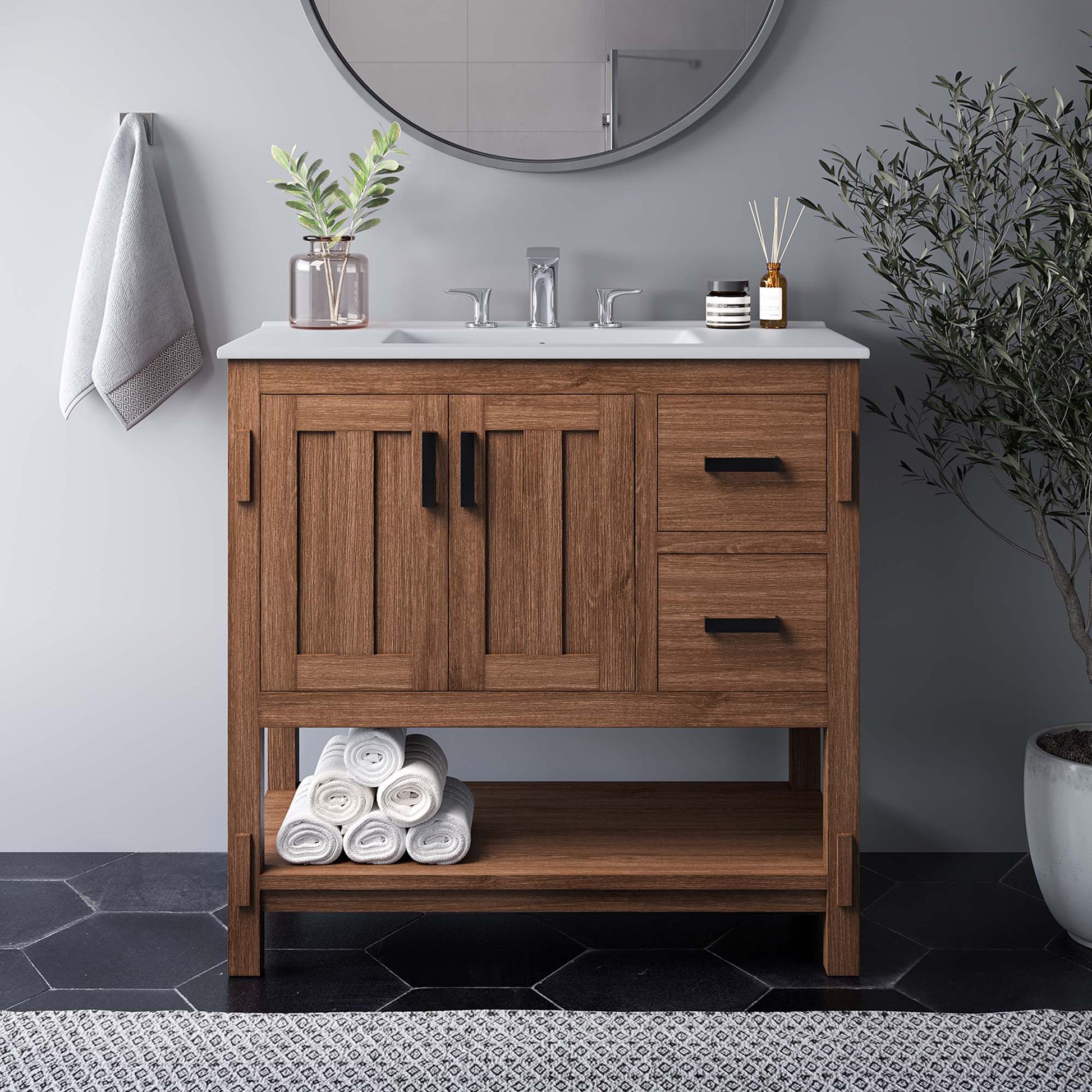 Ashlyn 36" Bathroom Vanity Walnut Black